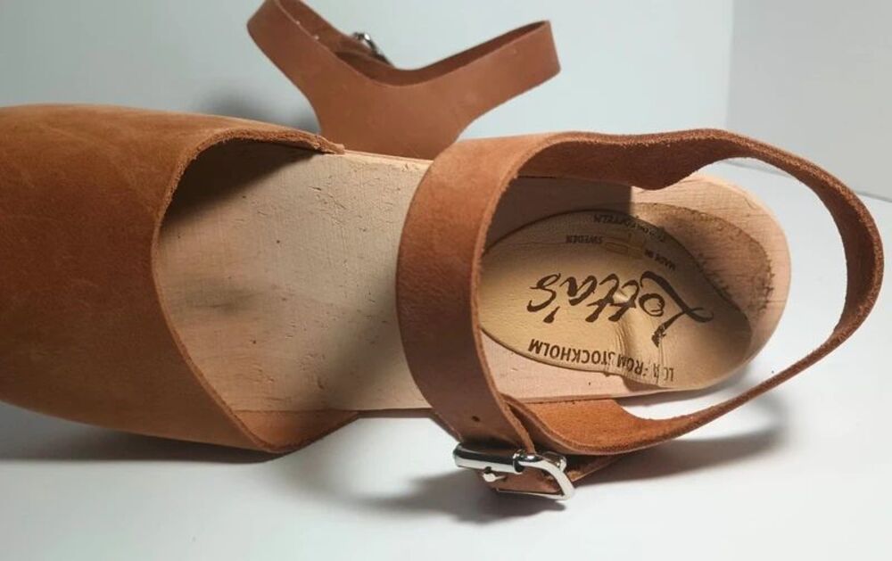 Lotta's Stockholm Wood Leather Highwood Brown Clogs Nubuck Leather 38/7.5 - Picture 9 of 12